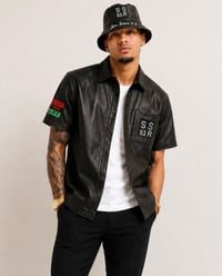 Image 1 of Reversible Leather Monogram shirt - Black