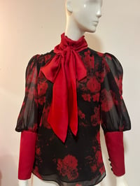 Image 6 of Dark roses tie neck top