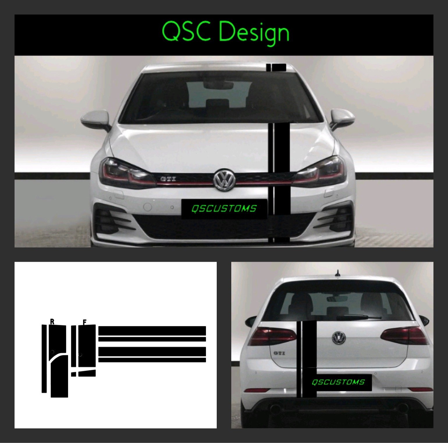 Vw Golf Mk7 GTI/GTD - 7.5 GTD/GTI/R Full Offcentre Stripe Sticker ...