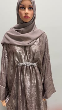 Image 3 of Korean shimmer fabric Puff sleeves butterfly Abaya comes with a matching scarf 