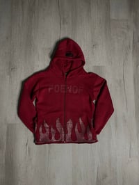 Image 1 of BURGUNDY FOENOF FLAMES ZIP UP