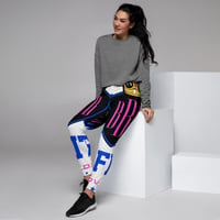 Image 1 of BOSSFITTED White Neon Pink and Blue AOP Women's Joggers