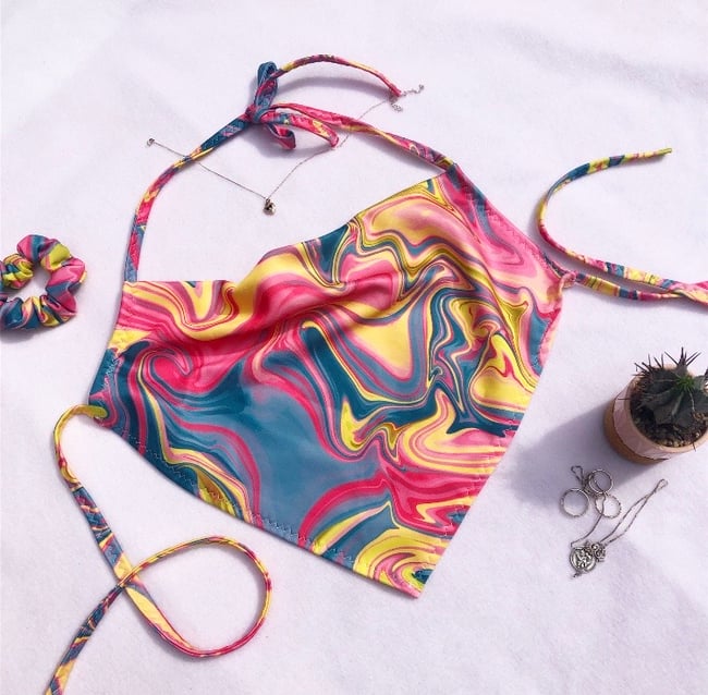 multiple prints* cowl neck diamond top