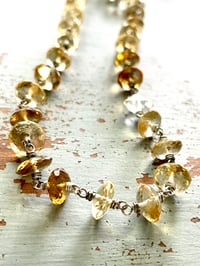 Image 1 of faceted wire wrapped citrine and herkimer diamond necklace