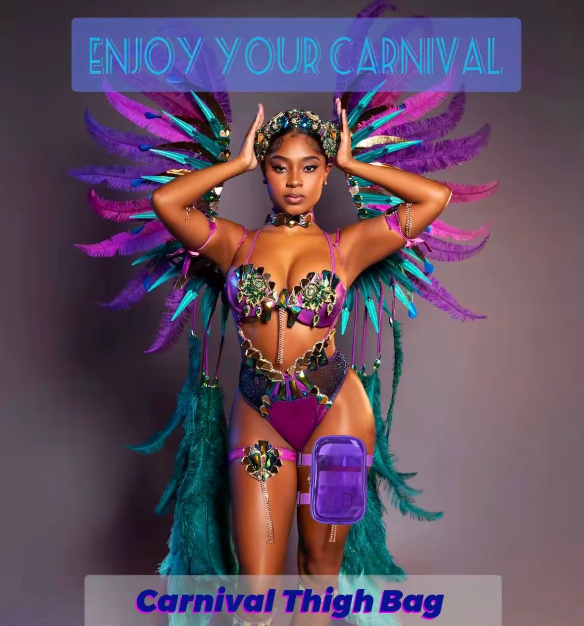 Image of Carnival or Jouvert Handsfree clear Leg, Thigh, Waist, Chest Pouch