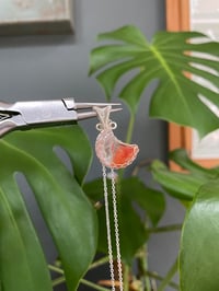 Image 2 of Silver Ombré Fire Quartz Moon Crystal Necklace