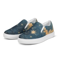 Image 4 of Celestial Night Sky Stars and Clouds Painting Women’s Slip-On Canvas Shoes