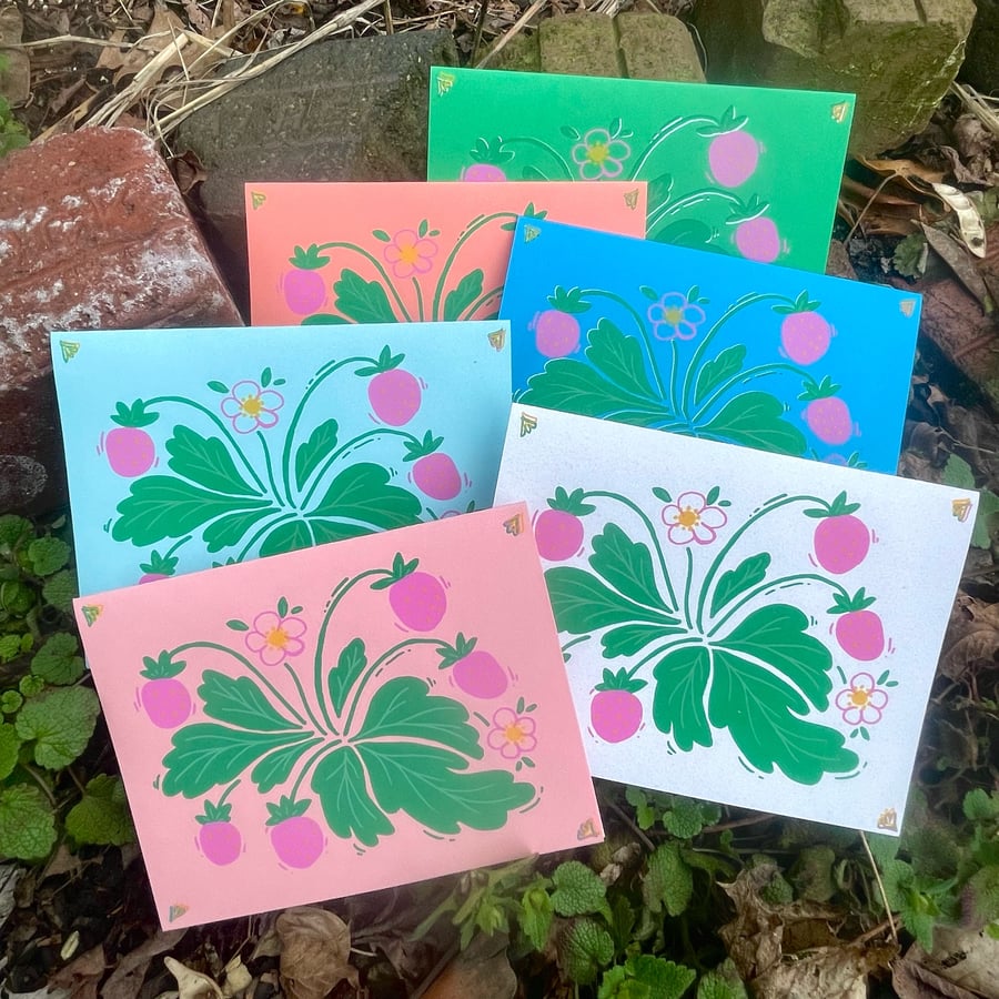 Image of Pink Strawberries card
