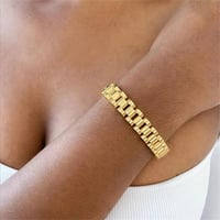 Image 3 of 2024 New Vintage 18K Gold Plated Stainless Steel Chain Bracelet for Women Men Couple Fashion Jewelry