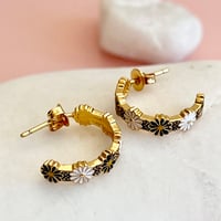 Image 2 of Black and White Daisy Hoops