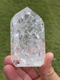 Image 2 of Crackle Quartz Crystal Point With Rainbows #1452