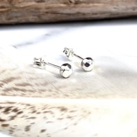 Image 3 of Handmade sterling silver faceted stud earrings. Minimal faceted studs 925 silver.