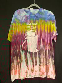 Image 1 of Large Live Fast Eat Trash Tie Dye Shirt 4
