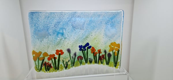 Image of Fused Glass Floral Wave - Freestanding 
