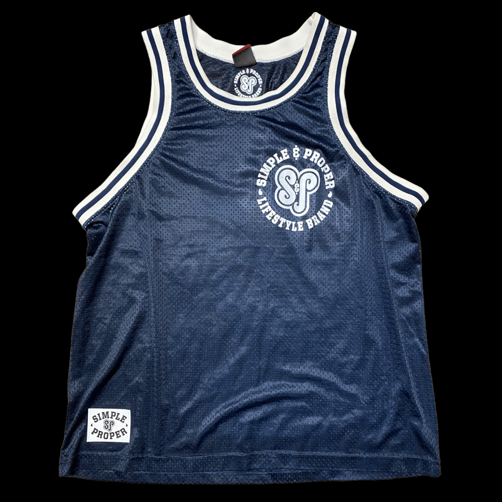 Image of S&P-“Circle Branded Logo” SAMPLE - M (1/1) Vintage Mesh TankTop (Navy)