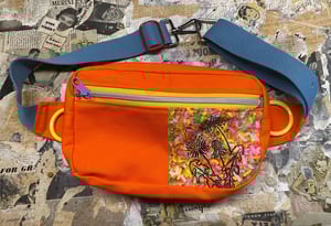 Image of Bright Orange Fanny Pack with Dandelion Sprinkle Patch