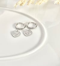 Image 4 of  Heart Huggie Earrings