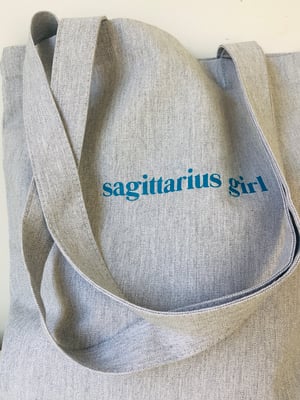 Image of sagittarius girl gray blue cotton tote bag