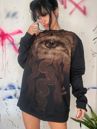 Image 3 of “CRYING WAVES” CUSTOM PAINTED PULLOVER SWEATER SIZE LARGE