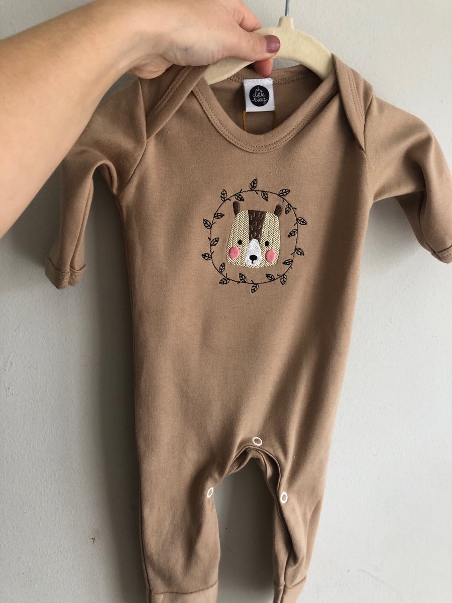 Image of Newborn Sleepsuit In Taupe 