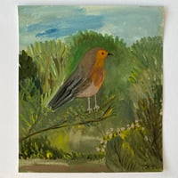 Robin in the spring churchyard 