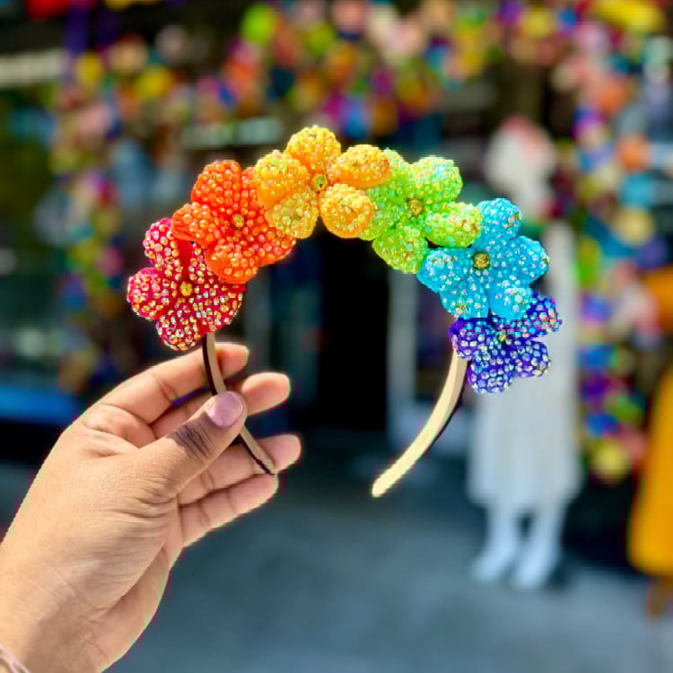 Image of Hand Stoned Flower Halo Headand