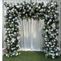 Image 1 of flower backdrop  Green and white  For rent only. 