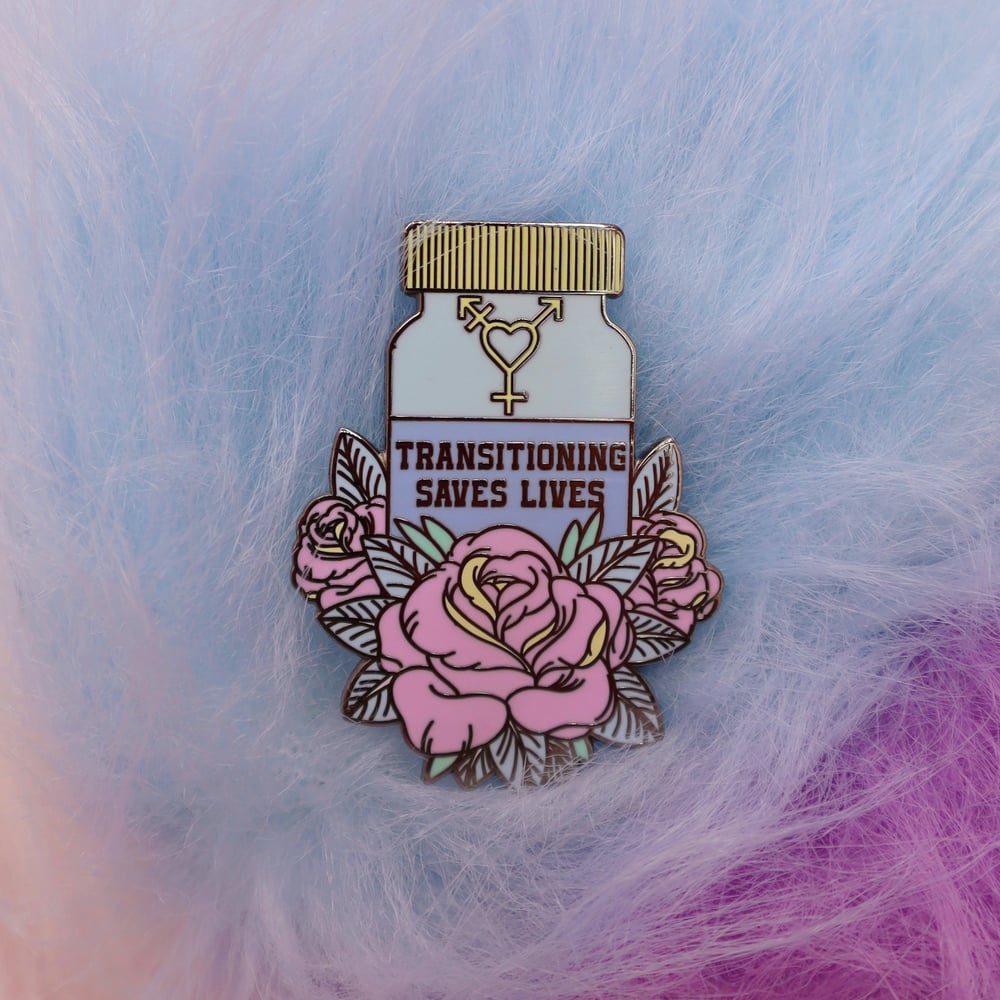 Image of Transitioning Saves Lives Enamel Pin