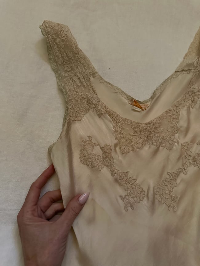 1920s 30s silk and lace slip dress gown lingerie