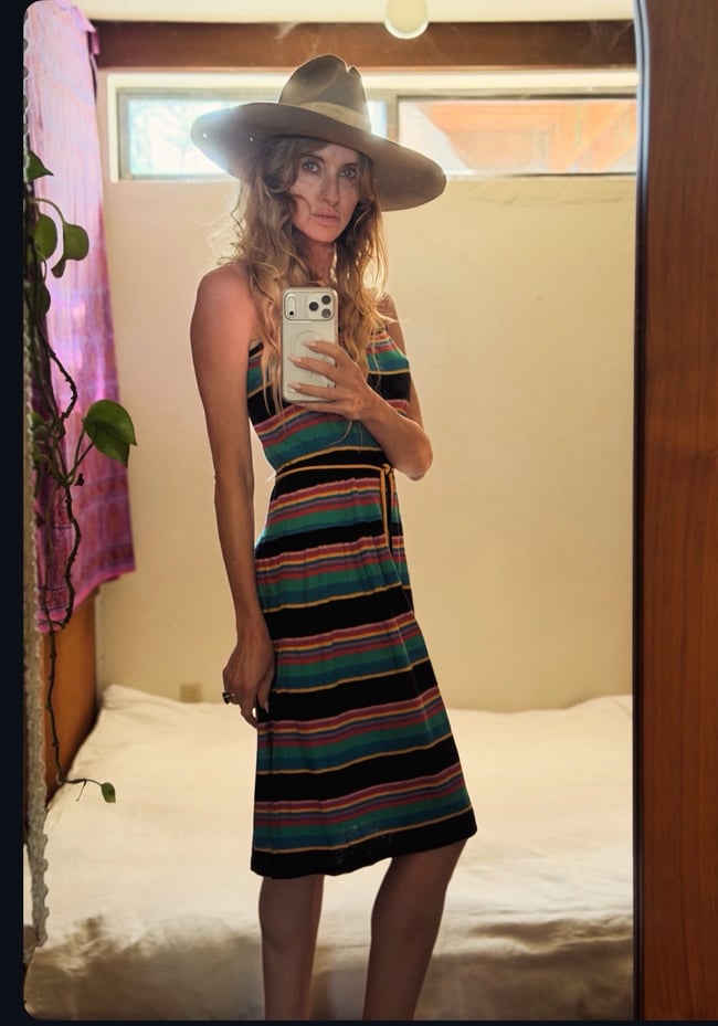 70s woven rainbow dress sundress mini