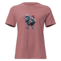 Image 4 of Women's Relaxed T-Shirt, Americana Rooster Patriotic Tee