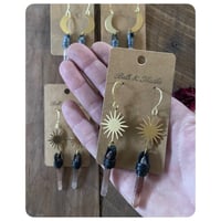 Image 5 of Brass Sun and Moon Earrings 