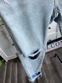 Image 3 of Distressed denim light wash jeans 