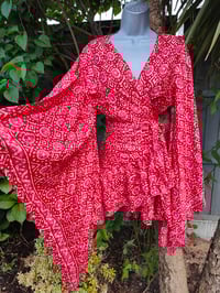 Image 1 of TULUM Tie dye co ord frill skirt  set 💜 red and pink