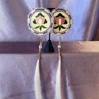 Image 3 of Beaded Parfleche & Horse Hair Earrings