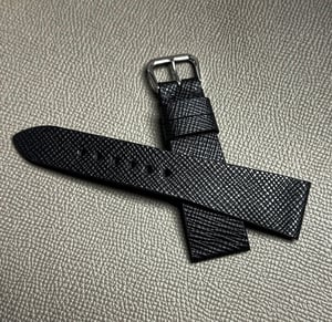 Image of Black Hatch Grain Calfskin Watch Strap