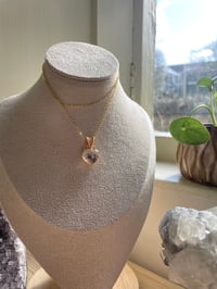 Image 1 of Gold Garden Quartz Heart Crystal Necklace