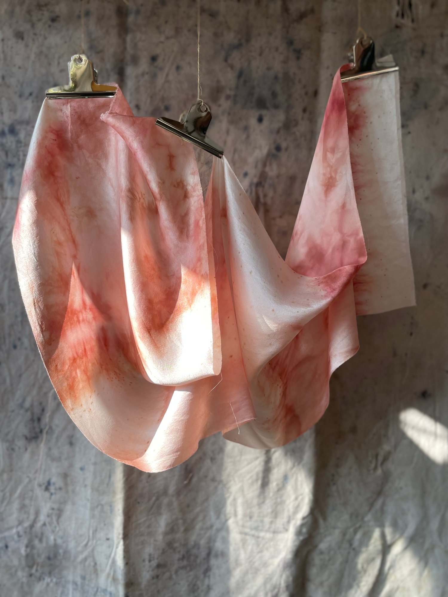 Image of Raw Edge Silk Scarf: Pink Abstract 37 x 140 cm