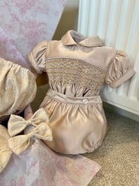 Image 1 of Boys champagne smocked suit 