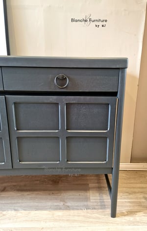 Image of Stunning Mid Century Nathan Long Sideboard in Dark Grey with Black Handles