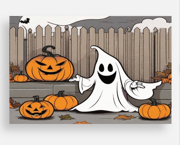 Image of Ghost with pumpkins 4X6 Prints