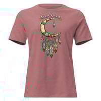 Image 5 of Moon Spirit Cowgirl Women’s Western Tee – Turquoise Feather Crescent Moon Boho Cowgirl Shirt