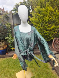 Image 5 of Kimono and cami top Set-dark green and black grey