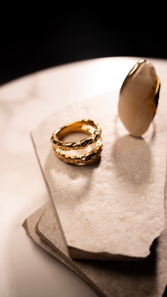 Image of ISLA Raw Textured 18CT Gold Plated Stacking Ring
