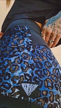 Image 1 of YARA shorts, blue leopard,  straps