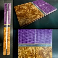 Image 1 of Burlap Micarta & Amboyna Burl Segmented Knife Scales