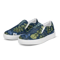 Image 4 of Art Nouveau Inspired Blue Boho Floral Sketch Women’s slip-on canvas shoes