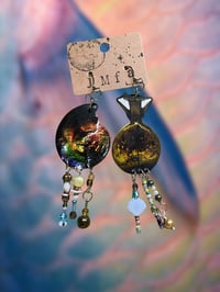 Image 1 of heirloom angel fossil & jar beaded dangle earrings