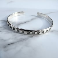 Image 1 of Seashell Stamped Sterling Silver Chunky Cuff Bracelet Handmade