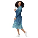 Image 1 of Blue microbes long sleeve midi dress